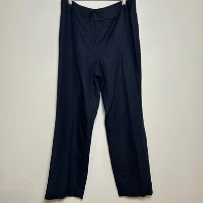 NWT Wide Leg Navy Linen Blend Dress Pants Tahari ASL 14P New Quality Work Office - Image 1 of 4