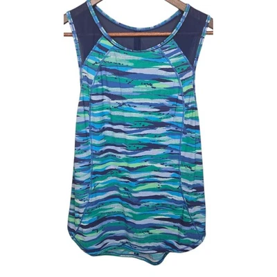 Camiseta sin mangas deportiva Lululemon azul verde a rayas con espalda de malla para mujer talla 6? Foto 1 de 4