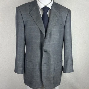 Abrigo deportivo KITON cachemir gris y azul rayas horizontales 50IT 40US parche bolsillo usado en excelente estado - Imagen 1 de 15