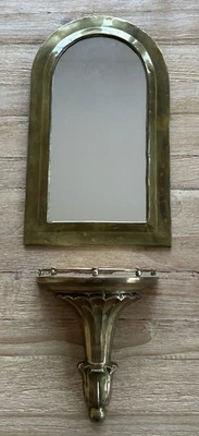 Conjunto de prateleira e espelho vintage de latão para banheiro Hall - Imagem 1 de 4