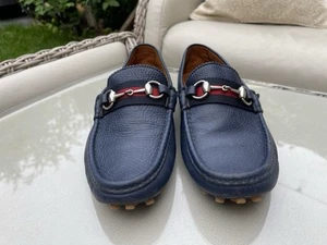 GUCCI DRIVER LOAFERS NAVY BLUE UK7.5 - Picture 1 of 11
