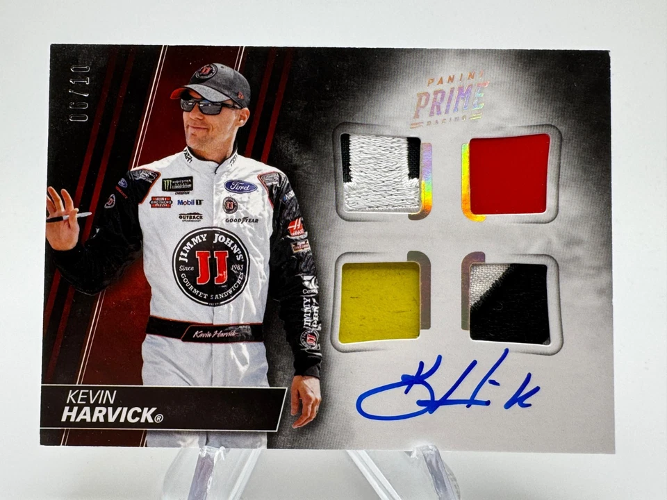 2018 PRIME Racing KEVIN HARVICK Holo Gold Quad Patch Auto /10 #QMAKH - Image 1 of 2