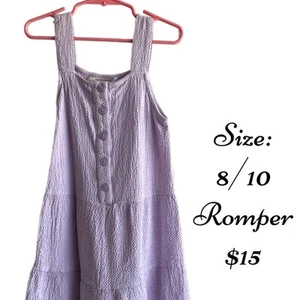 DDS Lavender Shorts Romper Girls Size 8/10 One-Piece Sleeveless Outfit - Picture 1 of 1