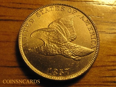 1857 Flying Eagle Cent Super Strong Strike Full RED Uncirculated Monster Scarce! - Image 1 of 3