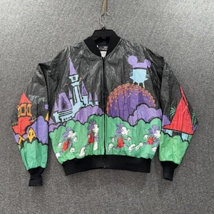 Vintage Disney Marathon Jacket Mens Medium Black Tyvek Mickey Mouse 1995 Run 90s - Picture 1 of 11