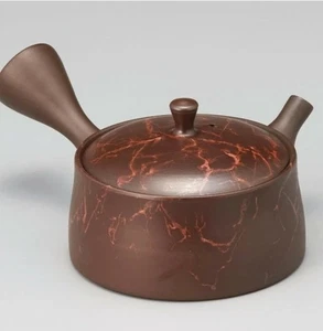 Tokoname Pottery Japanese Teapot Brown Mogake Flat Kyusu 160ml by Gyokko Japan - Picture 1 of 2