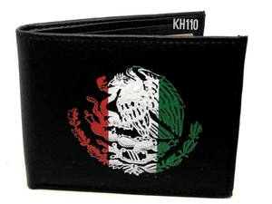 Eastados Unidos Mexicanos Print Bi-Fold Men's black Wallet - Picture 1 of 5