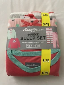 Eddie Bauer Kids 4 Piece Sleep Set Pajamas Girls Small 7/8 - Picture 1 of 3