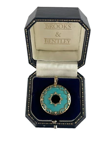 Turquoise Pendant 9ct Gold Turquoise Donut Gold Pendant with Clip Bail - Picture 1 of 20