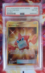 Pokemon Rotom Dex 159/149 PSA 8 Sun & Moon Base Full Art Gold Trainer 159 PSA 8 - Picture 1 of 2
