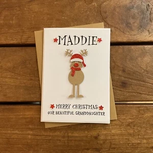 Handmade personalised Christmas card- Daughter, Granddaughter,Goddaughter, Niece - Picture 1 of 4