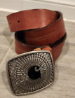 Carhartt Belt Genuine Leather With Silver Buckle Logo WA011 Espresso Belt Medium