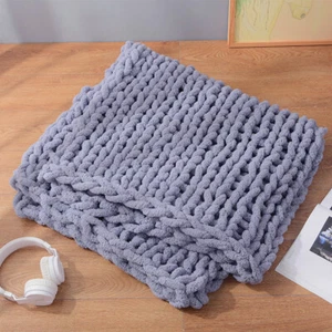 Thick Luxury Large Soft Wool Chunky Knit Blanket Hand-woven Throw Sofa Chair Rug - Picture 1 of 7