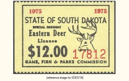 D2K South Dakota Eastern Deer 1975 $12.00 (yellow [G#]) - Image 1 of 1