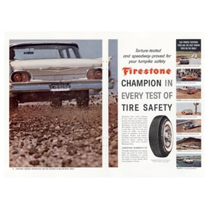 1960 Firestone: Torture Tested Champion In Every Test Vintage Print Ad - Picture 1 of 1
