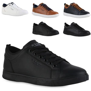 Herren Sneaker Low Basic Schnürer Bequeme Freizeit Schuhe 840513 Trendy Neu - Bild 1 von 16