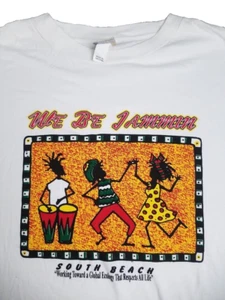 Vtg South Beach T-Shirt Men 2XL Rasta Reggae White Art Miami Jamaica 90s Graphic - Picture 1 of 14