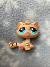 Littlest Pet Shop LPS #1608 orange schwarze Streifen Tiger Tabby Katze blaue Augen
