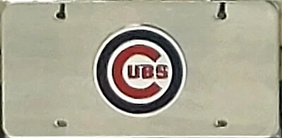 Chicago Cubs Diecast Steel Chrome Auto License Plate    - Image 1 of 2