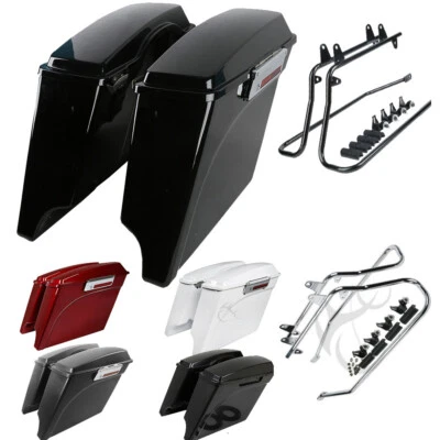 5" Stretched Extended Saddlebags/Conversion Bracket Fit For Harley Softail 84-13 - Image 1 of 4