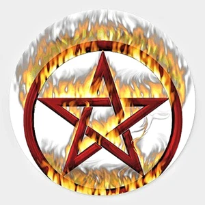 PENTAGRAM PAGAN STAR 1" Large Round Pendant Charm Silver 20" Necklace Women Men  - Picture 1 of 9