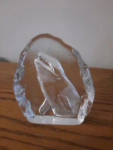 Matten Jonasson Kunst Glas Kristall Killer Wal Orca Skulptur Briefbeschwerer  - Bild 1 von 4