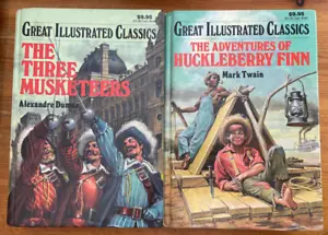 Great Illustrated Classics Lot Of 2 HC Three Musketeers Huckleberry Finn - Picture 1 of 5