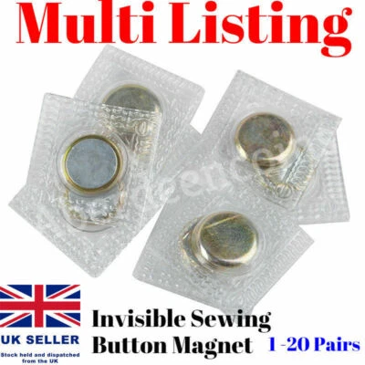 1-20 Pair Invisible Hidden Sewing Magnetic Button Stitch Snap Fastener Purse Bag
