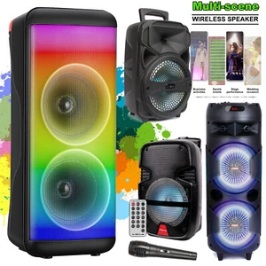 6000W Portable Bluetooth Speaker Sub Woofer Heavy Bass Party Sound System w/ Mic - Picture 1 of 38