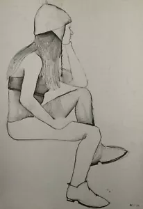 2007 Modern original ink drawing female portrait - Picture 1 of 11