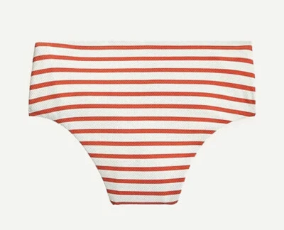 NWT J.Crew High-cut waist bikini bottom textured stripe ~ Sz S ~ Persimmon Red - Изображение 1 из 3