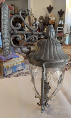 Vintage Large Metal Glass Shade Porch Double Light Sconce Wall Light Fixture Cover