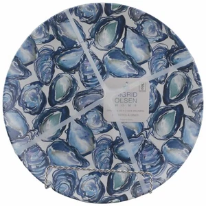 Sigrid Olsen Auster Speiseteller Melamin 4er Set Strand Ozean Maritim Blau - Bild 1 von 2