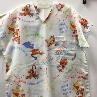 Winnie The Pooh Tigger Scrub Top No Tag Handmad Measures 24 In Wide And 30 Long - Image 1 of 3