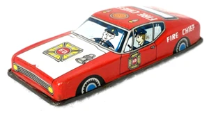 VINTAGE JAPAN LITHOGRAPH FRICTION TIN TOY CAR,METAL,FIRE(DEPARTMENT)CHIEF,GIFT:) - Picture 1 of 4