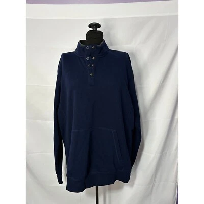 Lands' End Pullover Navy Sweatshirt Snap Button Mock Neck Casual Top Mens L/T - Image 1 of 4