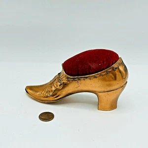 Vintage Large Copper Shoe Pin Cushion Cottage Core - Picture 1 of 6