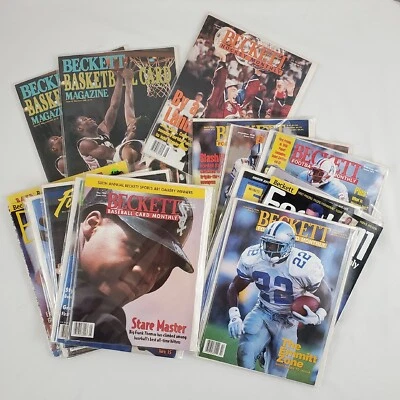 Lot (21) Beckett Baseball, Football, Basketball Card Price Guides, Magazines 90s - Image 1 of 4