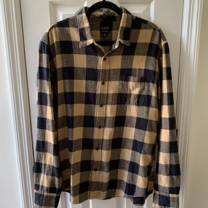 J Crew Herren hellbraun schwarz Büffel Karo Flanell schmale Passform Knopfleiste Größe XL - Bild 1 von 13