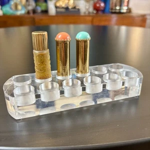 Vtg Lucite Lipstick Holder 12 Slot Large Vanity Store Display Bullet Lipstick - Picture 1 of 7