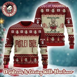Motley Crue Hail Santa Xmas Holiday Gift For Fans Ugly Christmas Sweater - Bild 1 von 2