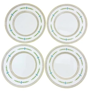 Vintage Minton Kent Essteller 4er Set grün gelb Lorbeerblatt England 10" - Bild 1 von 20