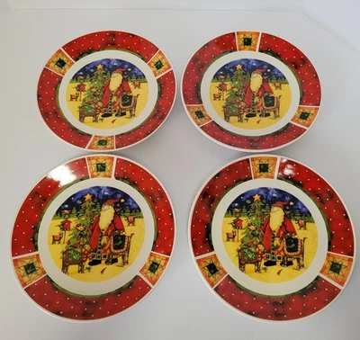 4 platos de cena Gibson Debbie Hron Christmas Twilight Santa 2006 10,25" Foto 1 de 3
