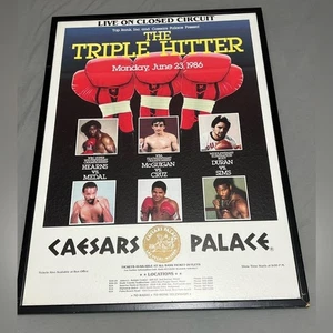 RARO DE COLECCIÓN 1986 Caesars Palace Hearns Roberto Duran Original Enmarcado Póster de Lucha - Imagen 1 de 8