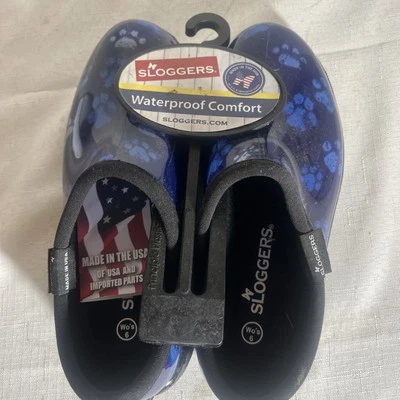 Sloggers Blue Paw Print Garden Outdoor Waterproof Slip On Shoe Womens Size 6 - Image 1 of 4