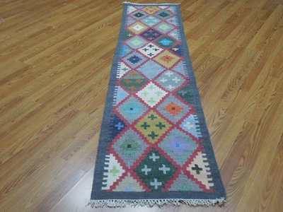 MODERND  ANATOLIA FLATWAVE KILIM GEOMATRIC DESIGND 2x8 RUG - Image 1 of 4