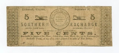 1861 5c S.P. Cocke / Southern Exchange - Richmond, VIRGINIA Scrip - Image 1 of 2