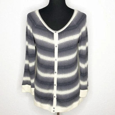 Cárdigan Marc by Marc Jacobs gris crema a rayas mezcla seda botón talla grande Foto 1 de 4