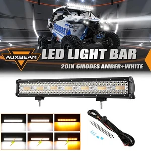 AUXBEAM 20" INCH LED Light Bar 6 Modes Strobe for Yamaha Grizzly Kodiak Raptor - Picture 1 of 12