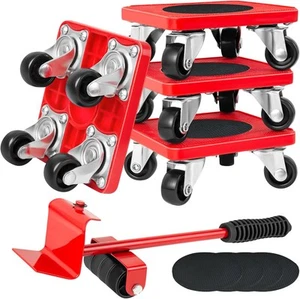 Heavy Furniture Movers with Wheels, 360° Rotation Moving Wheels Red - Picture 1 of 7